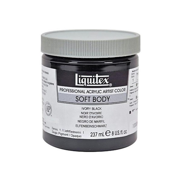 Liquitex Professional Soft Body Pot de Peinture acrylique fluide 237 ml Noir d'ivoire - Photo n°1