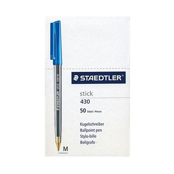 Staedtler 430 M-3CP5 Stick 430 Stylo bille Pointe moyenne Bleu Boîte de 50 (Import Royaume Uni) - Photo n°1