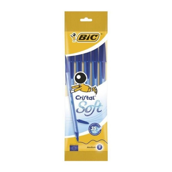 BIC Stylo-bille cristal soft bleu x5 - Photo n°1