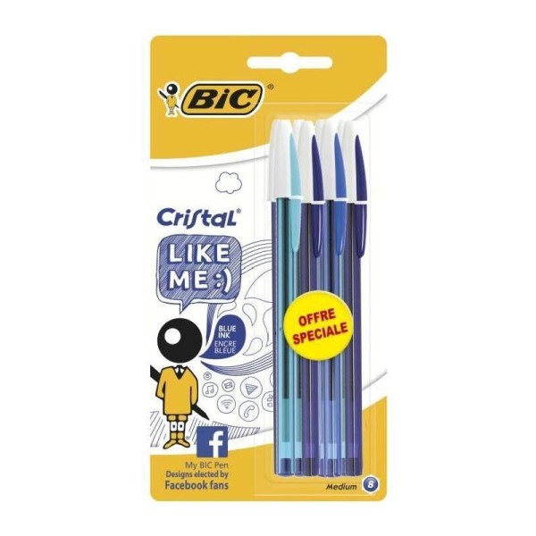 BIC Stylo-bille cristal like me bleu x8 - Photo n°1