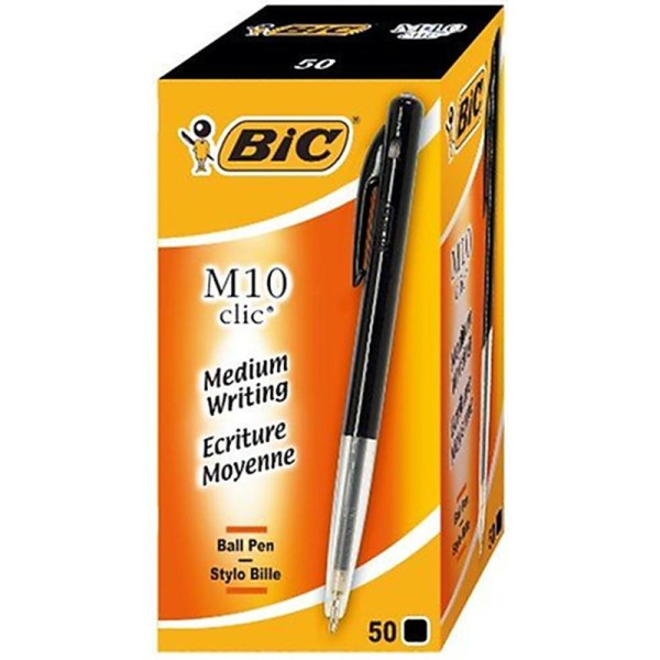BIC Deutschland 889973 Lot de 50 stylos à bille M10 clic, 0,4 mm (Noir) (Import Allemagne) - Photo n°1