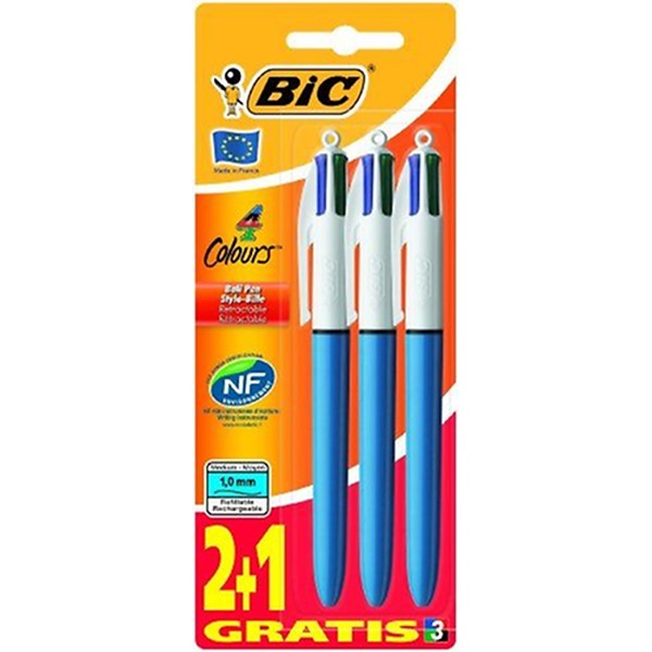 BiC Stylo 4 couleurs Pack économique de 2 + 1 gratuit (Import Royaume Uni) - Photo n°1