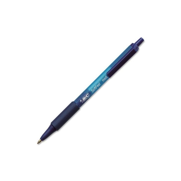BIC Lot de 12 stylos à bille Soft Feel Clic Grip Largeur de trait 0,4 mm (Bleu) - Photo n°1