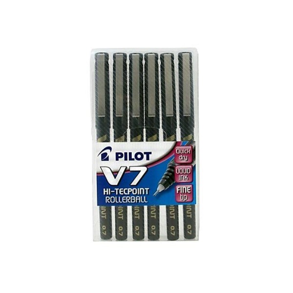 PilotPen V7 Point Pochette de 6 stylos rollers (Noir) (Import Royaume Uni) - Photo n°1