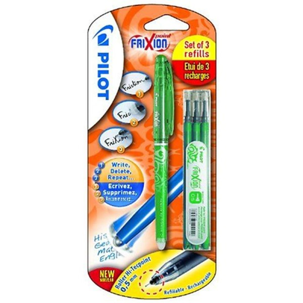 Pilot 2264004BM / Frixion Point Stylo roller 3 recharges incluses Vert Import Allemagne - Photo n°1