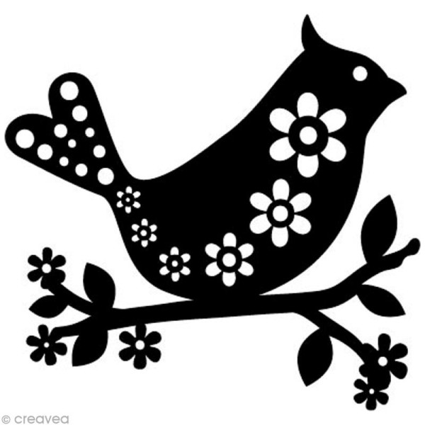 Pochoir inversé silhouette - Oiseaux et fleurs - 15 x 15 cm - Photo n°1