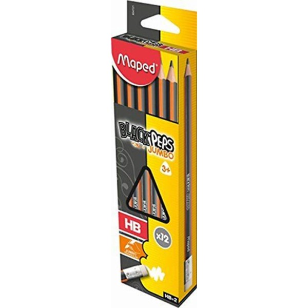 Lot de 3 mini crayons à papier - Black'Peps - Mine HB - Maped