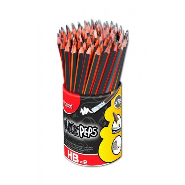 Crayon à papier HB Maped Graphite embout gomme Black'Pep's - Pot de 72 crayons Graphite - Photo n°1