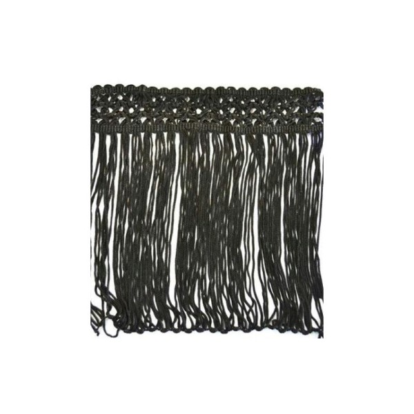 Galon crochet et franges rayonne noir 170mm - Photo n°1