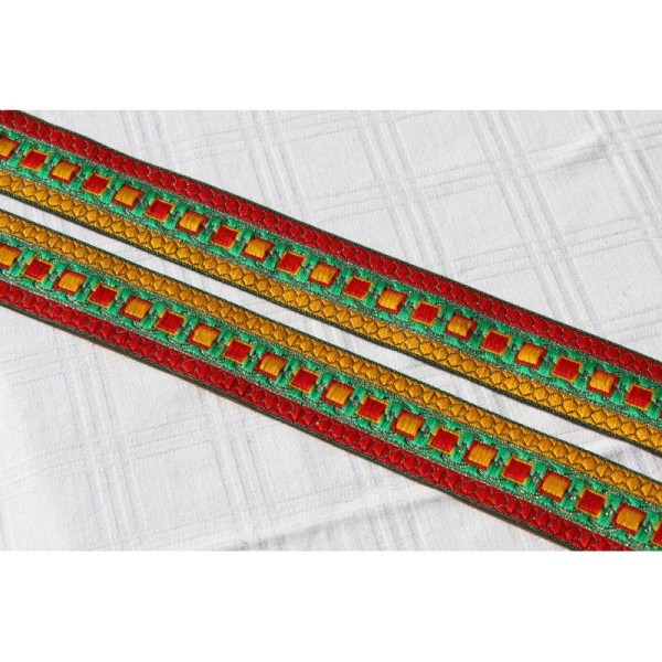 Galon ethnique de 35 mm de large, ruban indien multicolore. - Photo n°1