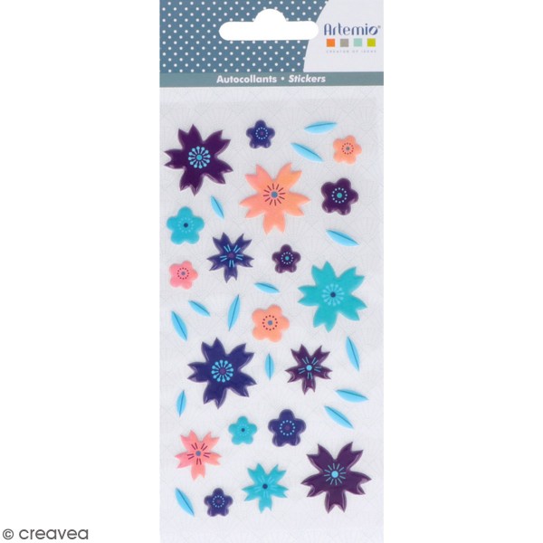 Stickers Puffies Japan - Fleurs - 33 autocollants - Photo n°1
