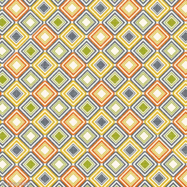 Serviette en papier Losanges - Orange, jaune, vert, blanc et bleu - 20 pcs - Photo n°1