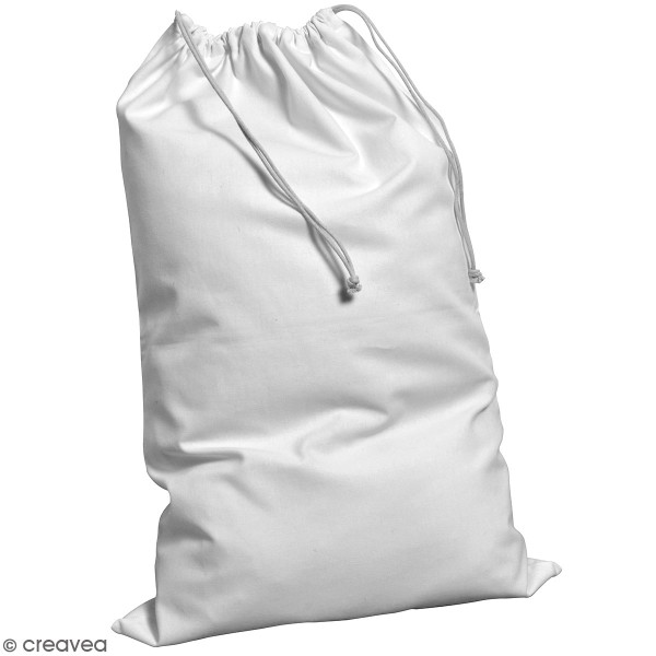 Grand sac avec cordon à décorer - 80 x 50 cm - Coton blanc - Photo n°1