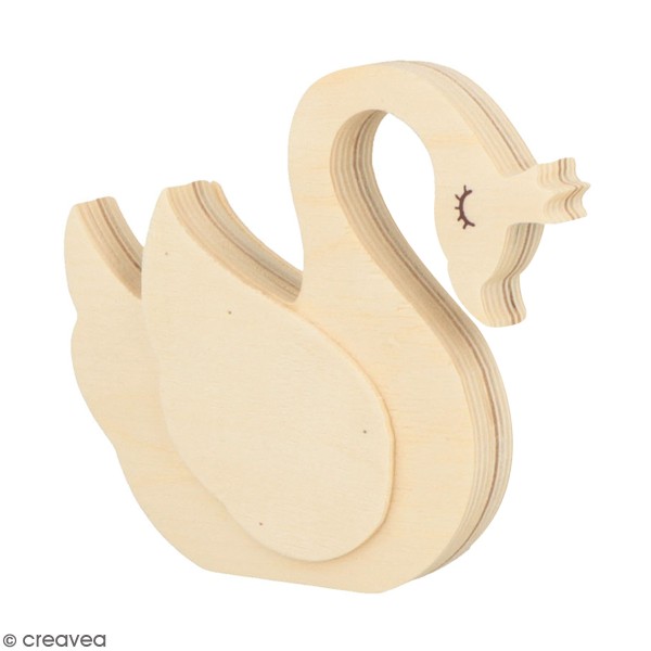 Forme en bois à décorer Lovely Swan - Cygne - 11 x 10 cm - Photo n°1