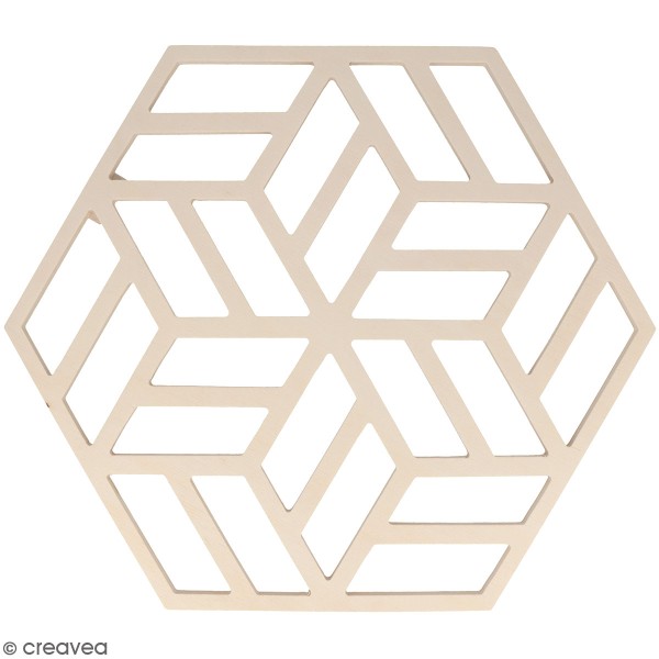 Tableau bois ajouré à décorer - Motif Japan hexagone - 33 x 28 cm - Photo n°1