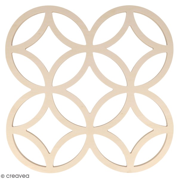 Tableau bois ajouré à décorer - Motif Japan cercles - 30 x 30 cm - Photo n°1