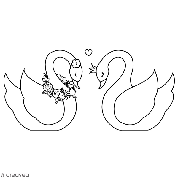 Tampon Bois Lovely Swan Artemio - Couple de cygnes - 4,5 x 7 cm - Photo n°1