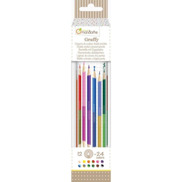 Tube de 12 crayons double pointes 24 couleurs Avenue Mandarine - Photo n°1