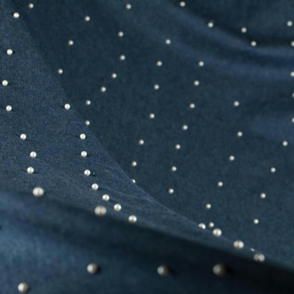 Tissu jean avec perles nacrées - Bleu brut - Photo n°1