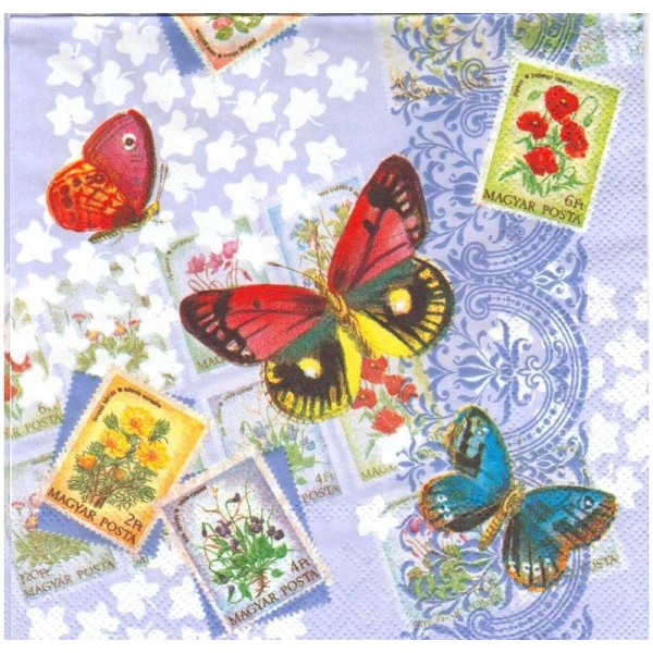 4 Serviettes en papier Papillon Souvenir Format Lunch - Photo n°1