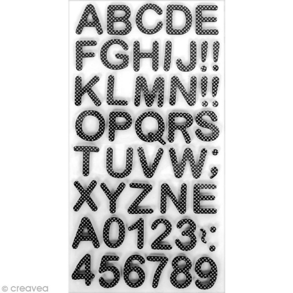Stickers Alphabet & Chiffres en Mousse Noir & blanc - 3 mm - 105 pcs - Photo n°1