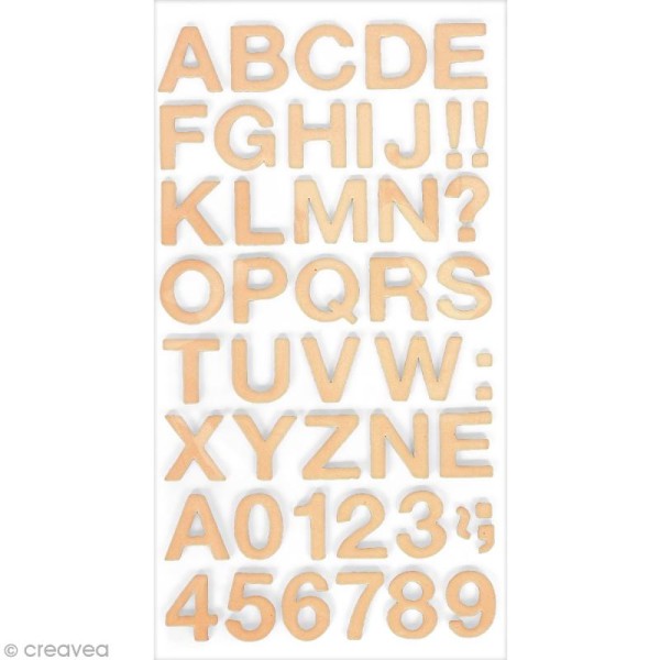 Stickers Alphabet & Chiffres en Mousse Rose saumon - 3 mm - 104 pcs - Photo n°1