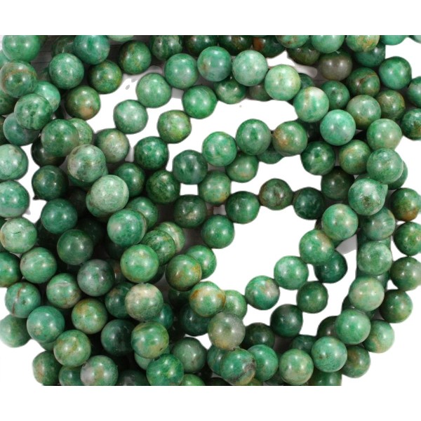 12pcs Jade Qinghai Pierre Vert de la pierre Naturelle Lisse Ronde Perles de Pierre de 8mm - Photo n°1
