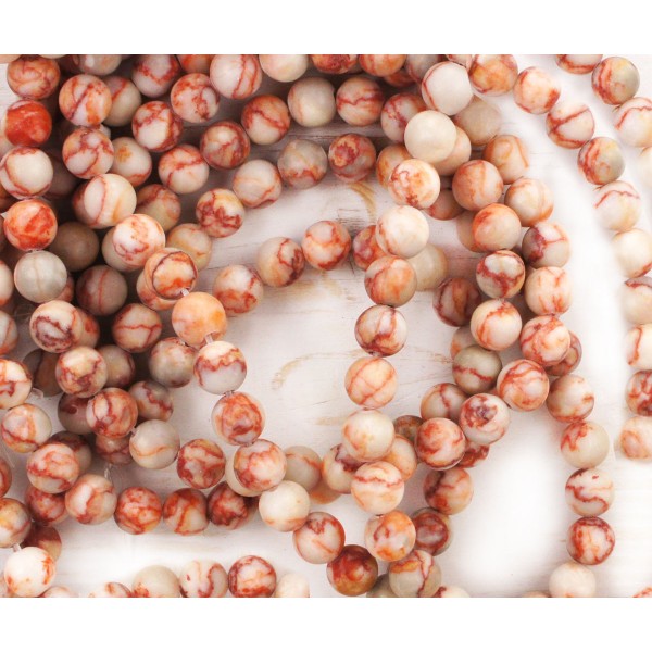 12pcs Rhodonite Brun Pierre Blanche pierre Naturelle Lisse Ronde Perles de Pierre de 8mm - Photo n°1