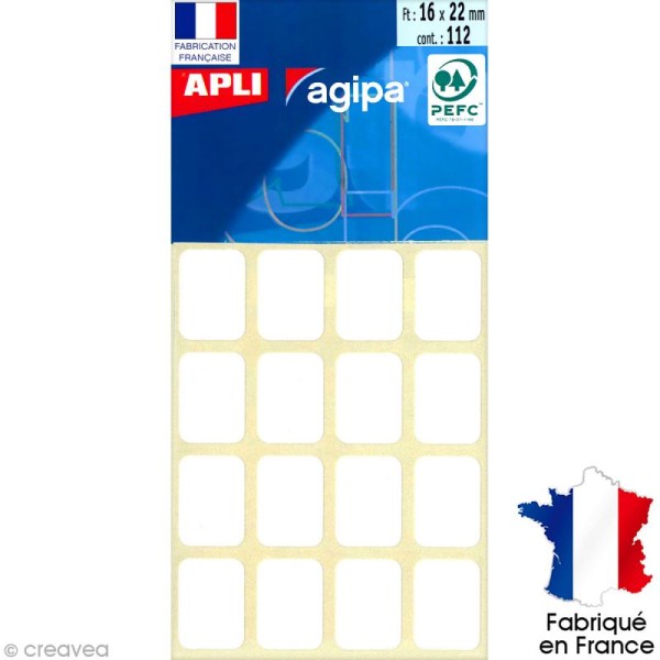 Stickers étiquettes Rectangulaires Blanc - 2,2 x 1,6 cm - 112 pcs - Photo n°1