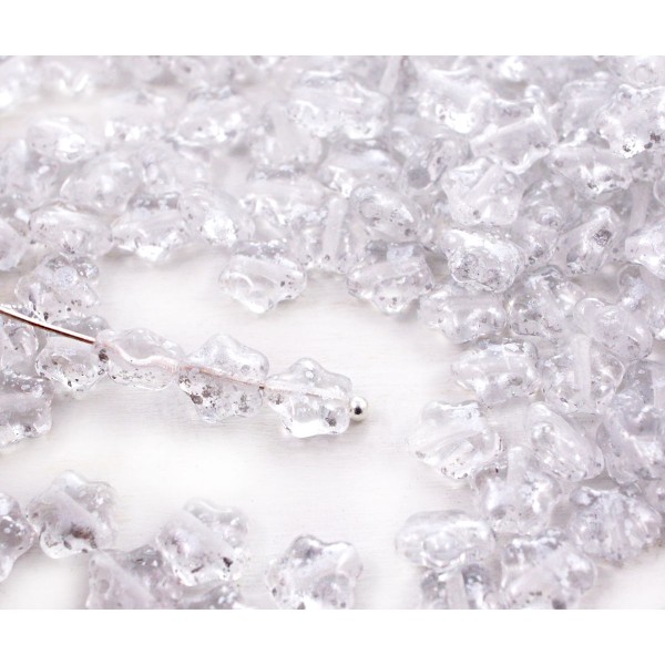 60pcs Cristal Picasso en terre Cuite Silver Rain Repéré Plat Star de Verre tchèque Perles de 6mm - Photo n°1