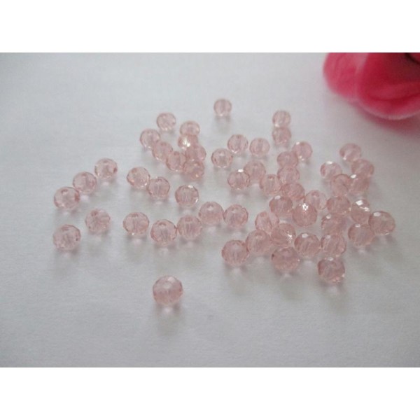 Lot de 50 perles en verre à  facette rose - Photo n°1