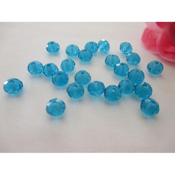 Lot de 50 perles en verre à  facette bleu - Photo n°1