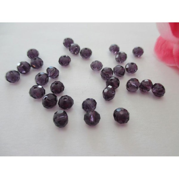 Lot de 30 perles à facette violet 6 x 4 mm - Photo n°1