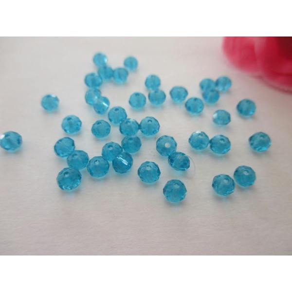 Lot de 40 perles à facette bleu azur 4x3mm - Photo n°1
