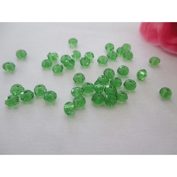 Lot de 40 perles boulier à facette vert 4x3 mm - Photo n°1