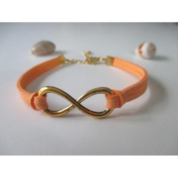 Kit bracelet suédine daim orange et lien doré - Photo n°1