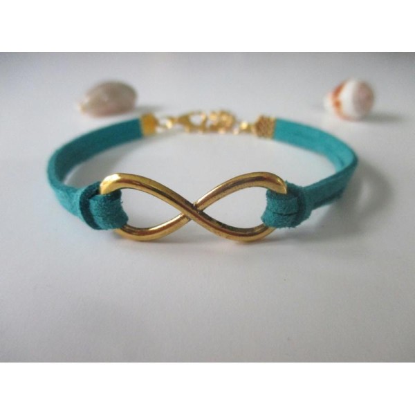 Kit bracelet suédine daim turquoise et lien doré - Photo n°1