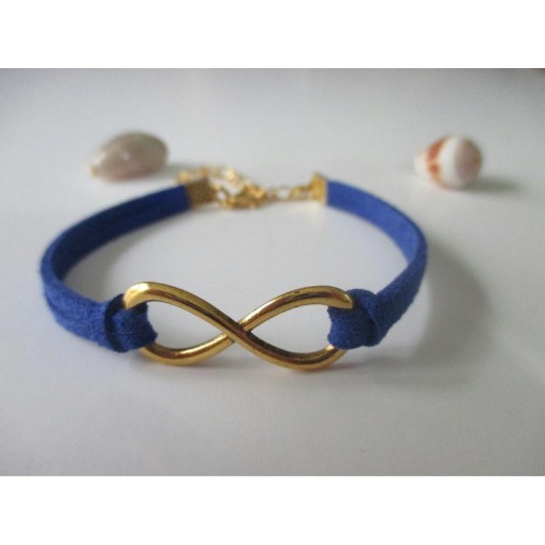Kit bracelet suédine daim bleu nuit et lien doré - Photo n°1