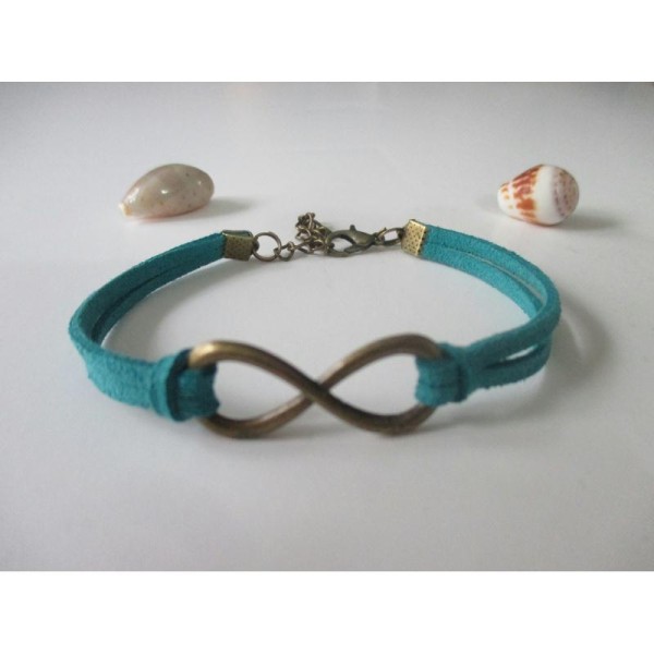 Kit bracelet suédine daim turquoise et lien infini bronze - Photo n°1