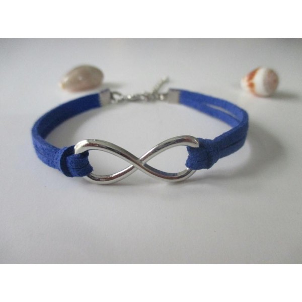 Kit bracelet suédine daim bleu nuit et lien platine - Photo n°1