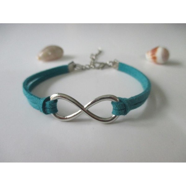 Kit bracelet suédine daim turquoise et lien infini platine - Photo n°1