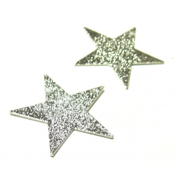 PS110107440 PAX 5 Pendentifs Breloques étoile Stardust 22mm metal couleur Argent Platine - Photo n°1