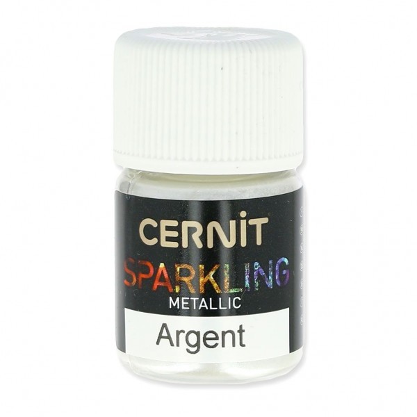 Poudre de mica pour la pâte polymère Cernit Sparkling Metallic Argent - Photo n°1