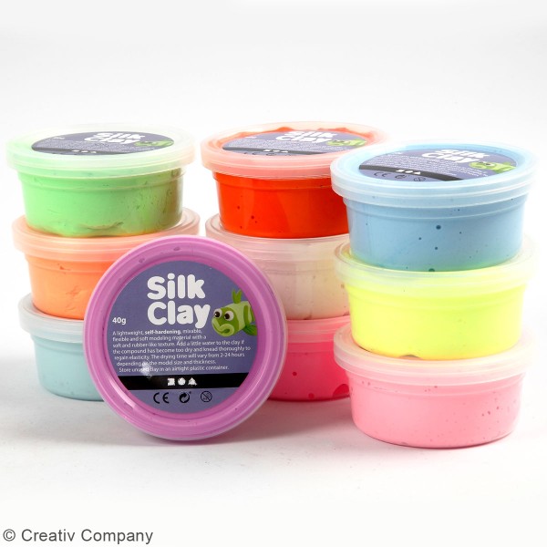 Kit Pâte à modeler Silk Clay - Fluos et Pastel - 10 pcs - Photo n°3