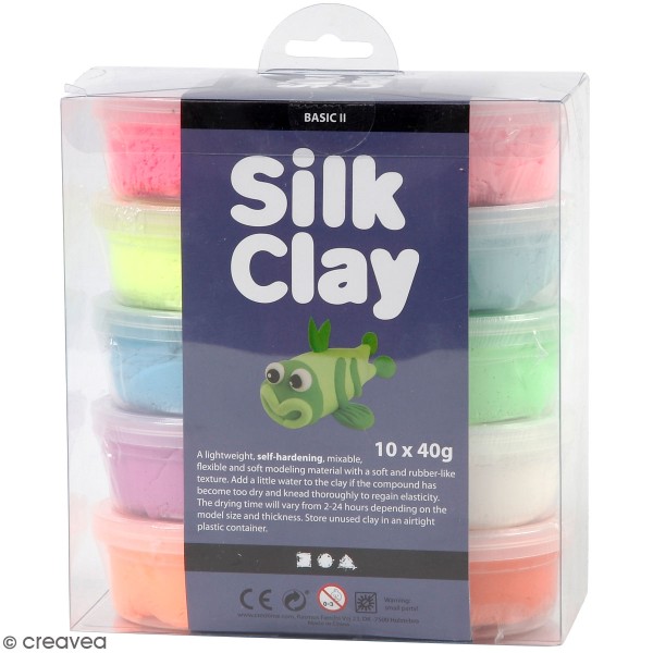 Kit Pâte à modeler Silk Clay - Fluos et Pastel - 10 pcs - Photo n°1