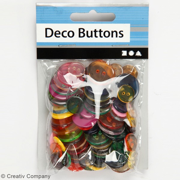 Lot de boutons à coudre en acrylique - Multicolore - 100 pcs - Photo n°2