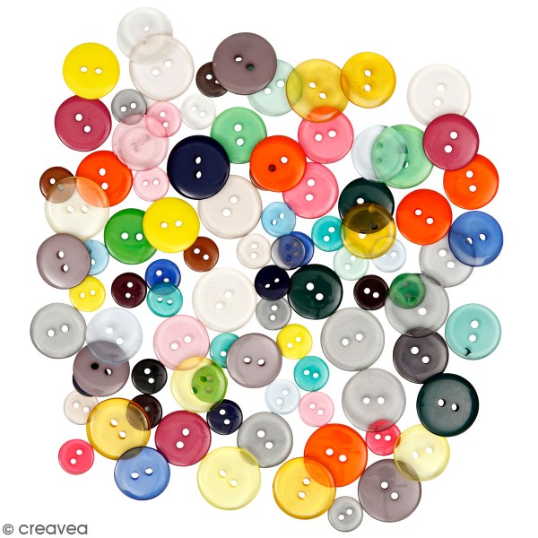 Lot de boutons à coudre en acrylique - Multicolore - 100 pcs - Photo n°1