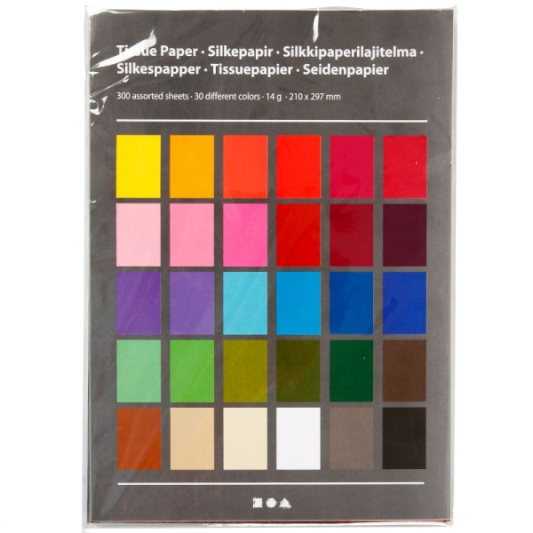 Assortiment de papier de soie - Multicolore - A4 21 x 29,7 cm - 300 feuilles - Photo n°1