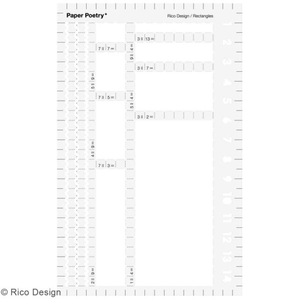Pochoir d'écriture pour bullet journal Rico Design - Rectangles - 9,5 x 15 cm - Photo n°1
