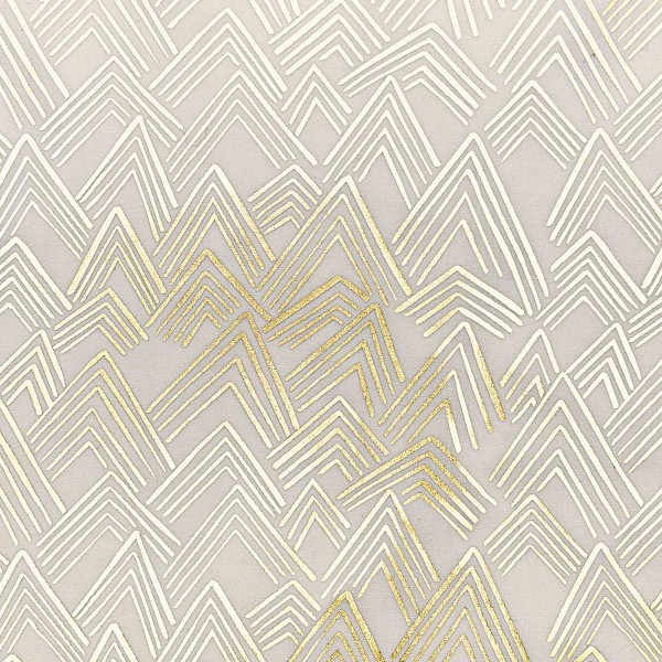 Coupon de Toile coton Made by me - Montagnes dorées hot foil - Fond gris clair - 50 x 140 cm - Photo n°1